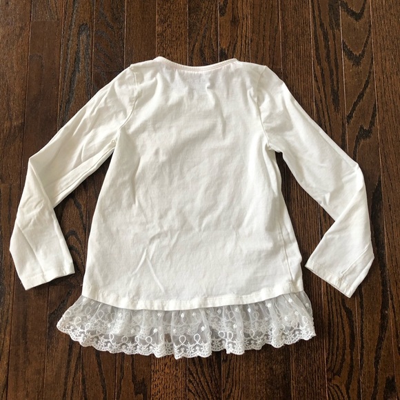Cynthia Rowley Girls M (7/8) White Long-Sleeved Embellished Tee w/Lace Hem -EUC! - Picture 11 of 12